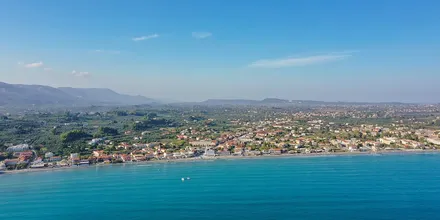 Zatoka Laganas na Zakynthos widziana z lotu ptaka